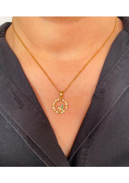 Altın Kaplama Zirkon Taşlı Kelebek Figürlü Zincir Çelik Kolye Kararmaz Kadın Kolye fiyatları