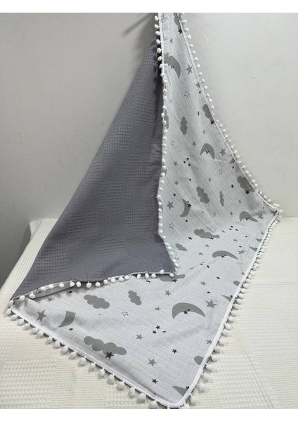 Muslin Kumaş ,pikeli ve Ponponlu , %100 Pamuklu Çok Amaçlı Bebek Battaniyesi fiyatları