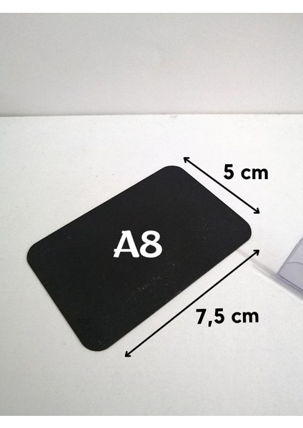 Dekoratif Siyah Etiket Seti A8 (7,5x5 cm) Silinebilir Karatahta Ayaklı Vitrin Etiket Takımı Fiyat Ürün Etiketi İsimlik Seti