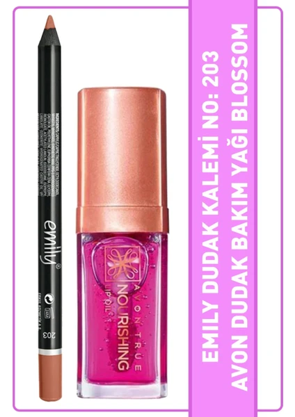 True Lip Oil Dudak Bakım Yağı Blossom - 7ml - Emily Dudak Kalemi 203 Blossom-203