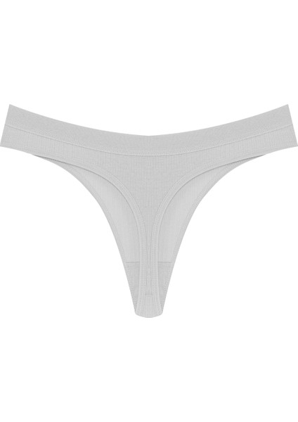 3'lü Pamuklu Fitilli Dokulu Bel Lastik Kadın Tanga Külot