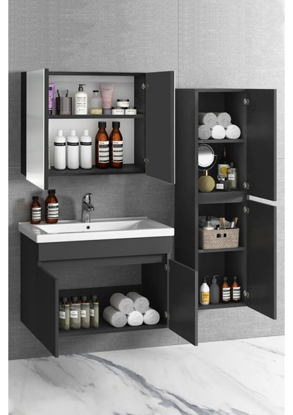 Viola-Antasit (65+35) 100 cm Mdf Boy Dolaplı Lavabolu Banyo Dolabı Takımı**demonte Değil*