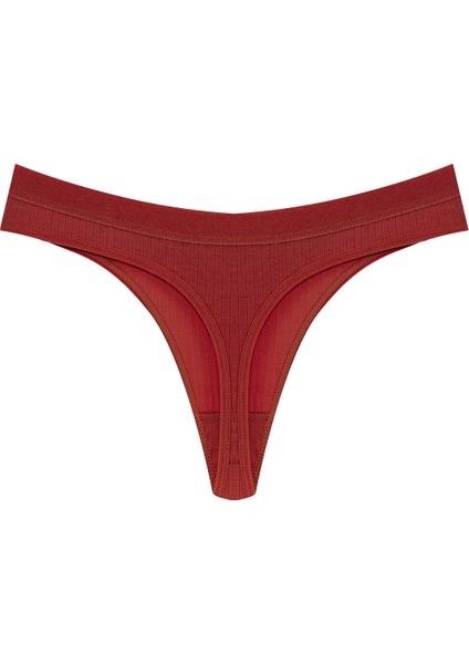 3'lü Pamuklu Fitilli Dokulu Bel Lastik Kadın Tanga Külot
