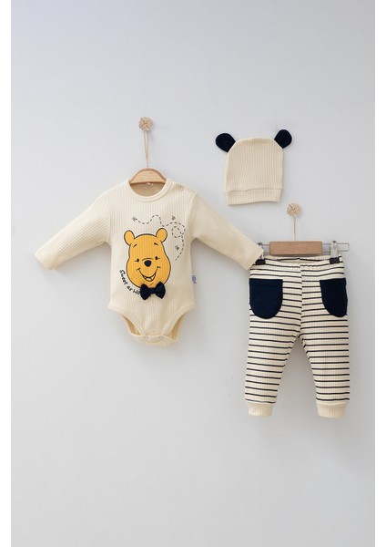 Coşay Kids Papyonlu Winnie Pooh Desenli 3'lü Erkek Bebek Takım
