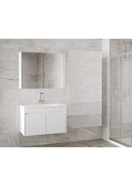 Estella-Ea Beyaz 80 cm Mdf-Aynalı-Lavabolu Banyo Dolabı Takımı***demonte Değil*** modelleri