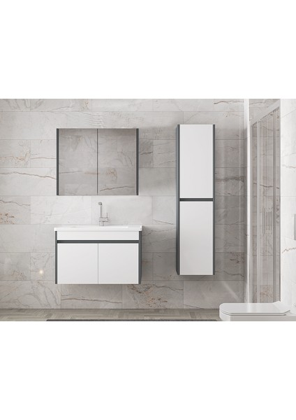 Alfa Banyo Estella-Ea (65+35) 100 cm Mdf-Lavabolu Banyo Dolabı Takımı**demonte Değil**