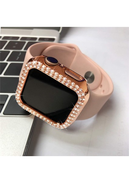 Apple Watch Elmas Cam+Kasa Koruyucu 45MM Zarif Şık Tasarım Akıllı Saat Koruyucu Kılıfı indirimleri
