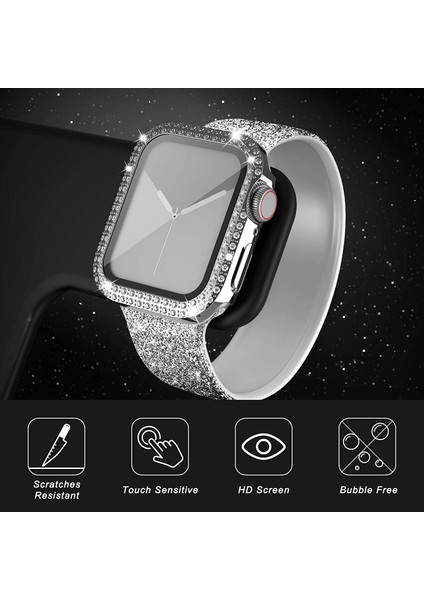 Apple Watch Elmas Cam+Kasa Koruyucu 45MM Zarif Şık Tasarım Akıllı Saat Koruyucu Kılıfı fiyatları