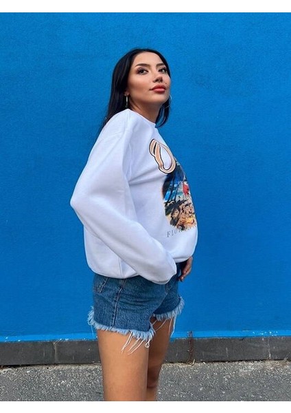 Flamingo Baskılı Şardonlu Sweatshirt