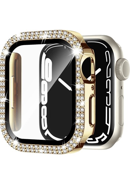 Apple Watch Elmas Cam+Kasa Koruyucu 45MM Zarif Şık Tasarım Akıllı Saat Koruyucu Kılıfı indirimleri