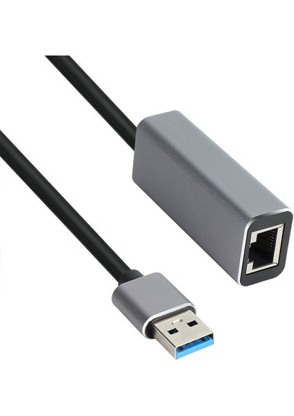 USB 3.0 - 10/100/1000 Mbps RJ45 Ethernet Çevirici Adaptör Alüminyum Kasa