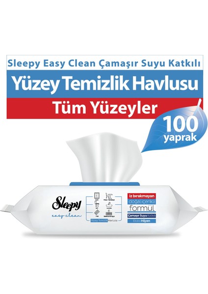 Easy Clean Yüzey Temizlik Havlusu 100 Yaprak Çamaşır Suyu Etkili 12'li Set 1200 Yaprak