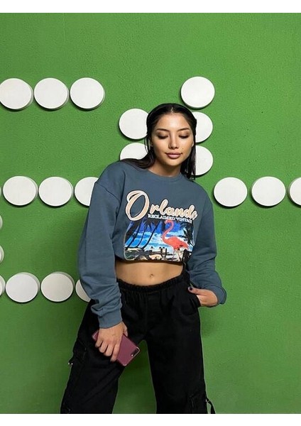 Flamingo Baskılı Şardonlu Sweatshirt