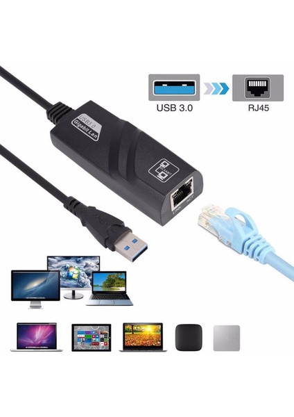 USB 3.0 To Ethernet RJ45 Adaptörü Gigabit 10/100/1000MBPS Çevirici Dönüştürücü USB Dönüştürücü