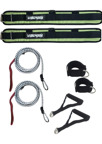 Belden Bağlamalı Antrenman Güç Lastiği Seti - 2 Kemer, 2 Adet Lastik, El Aparatı, Ayak Aparatı