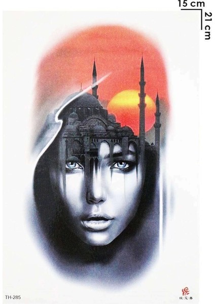 Geçici Kadın ve Cami Modelli Dövme Tattoo