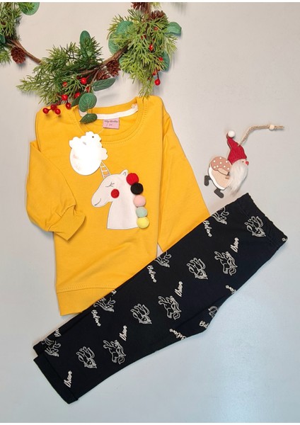 Toptan Bulurum Sarı Çocuk Eşofman Takımı 2 Ip Içi Şardonlu Hediyelik Çocuk Giyim