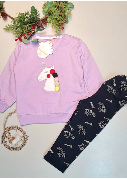 Toptan Bulurum Lila Çocuk Eşofman Takımı 2 Ip Içi Şardonlu Hediyelik Çocuk Giyim