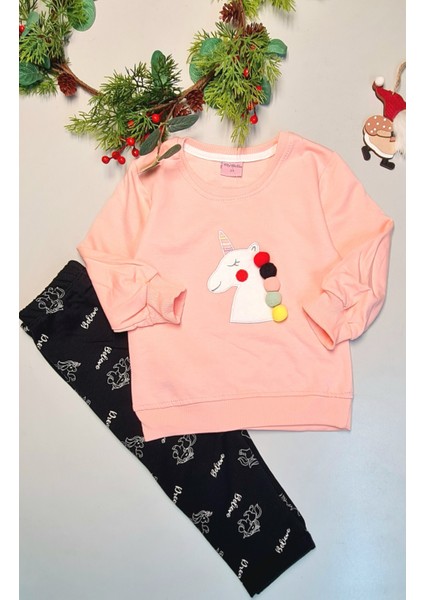 Toptan Bulurum Pembe Çocuk Eşofman Takımı 2 Ip Içi Şardonlu Hediyelik Çocuk Giyim