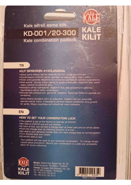 Kilit KD-001/20-300 4 Basamaklı Şifreli Asma Kilit fiyatları