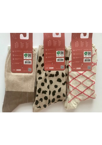 3'lü Desenli Lüks Soket Çorap