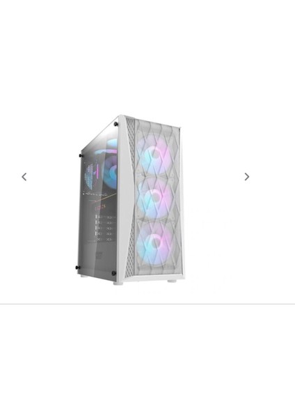 Melody White 4X12 cm Fanlı Temperli Cam Mesh Panel Beyaz Bilgisayar Kasası