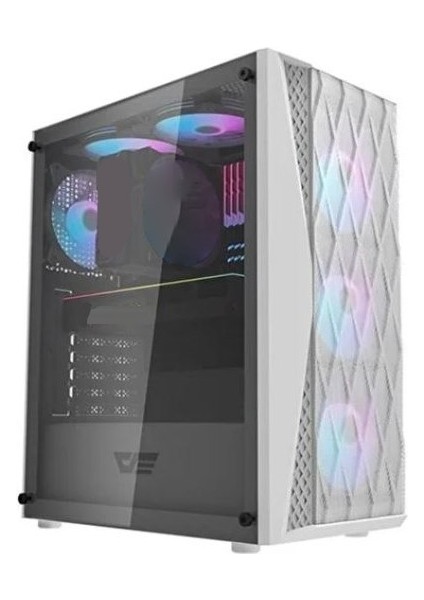 Melody White 4X12 cm Fanlı Temperli Cam Mesh Panel Beyaz Bilgisayar Kasası fiyatları