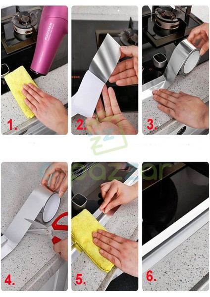 Isıya & Suya Dayanıklı 10 mt Alüminyum Folyo Soba Boru Mutfak Araç Kablo Tamir Sargı Izolasyon Bantı modelleri