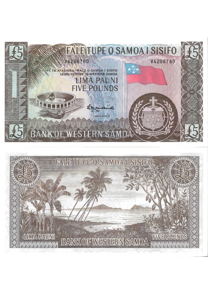 Batı Samoa 2020 Yılı 5 Pound Yabancı Kağıt Para Çil (Unc) Koleksiyon Para