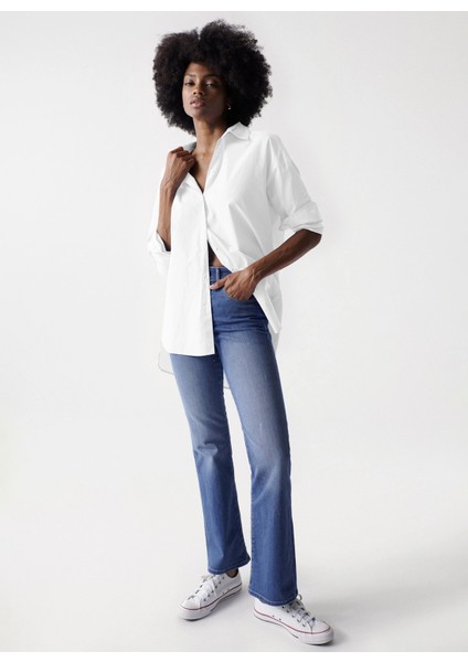 Normal Gömlek Yaka Beyaz Kadın Gömlek 21006508