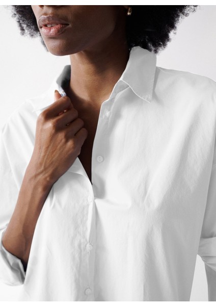 Normal Gömlek Yaka Beyaz Kadın Gömlek 21006508 fiyatları