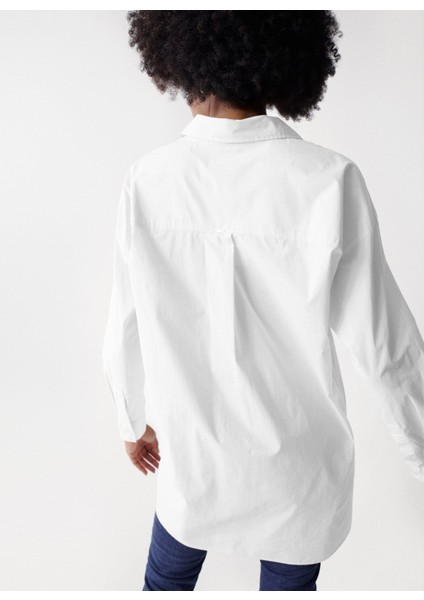 Normal Gömlek Yaka Beyaz Kadın Gömlek 21006508 indirimleri