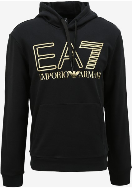 Ea7 Kapüşon Yaka Siyah Erkek Sweatshirt 6RPM09PJSHZ0208