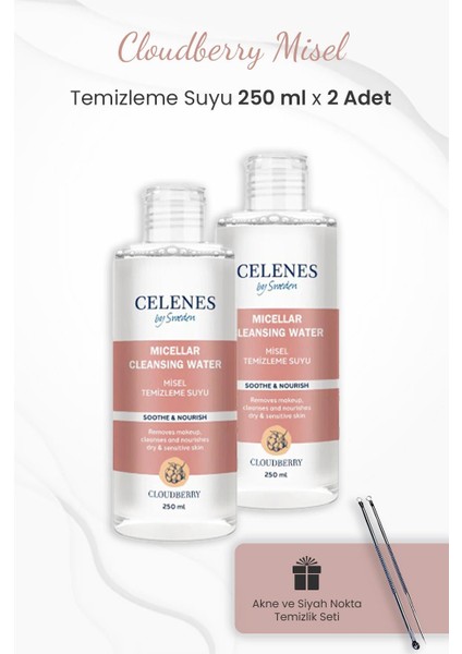 Cloudberry Misel Temizleme Suyu 250 ml x 2 Adet ve Siyah Nokta Temizleme Seti