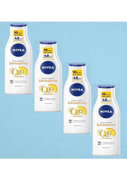4 Adet Nivea Q10 Sıkılaştırıcı Vücut Losyonu SÜPER EKO PAKET vitamin C 10 Günde Sıkılaşma 250 ml