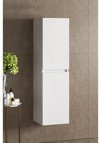 Viola Beyaz 140 cm Mdf Banyo Boy Dolabı**demonte Değil** (Hazır Kurulu)