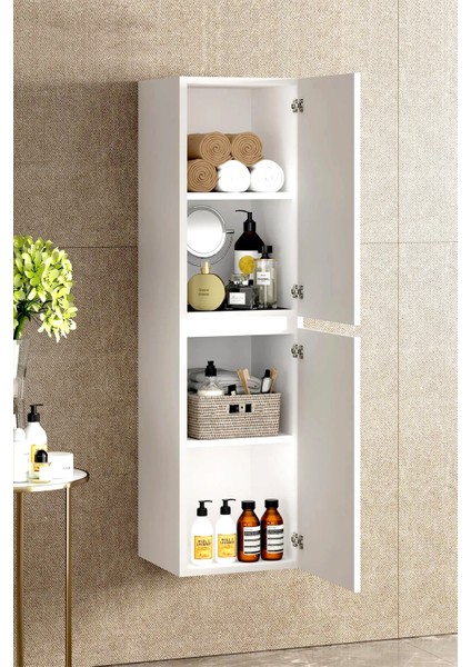 Viola Beyaz 140 cm Mdf Banyo Boy Dolabı**demonte Değil** (Hazır Kurulu)