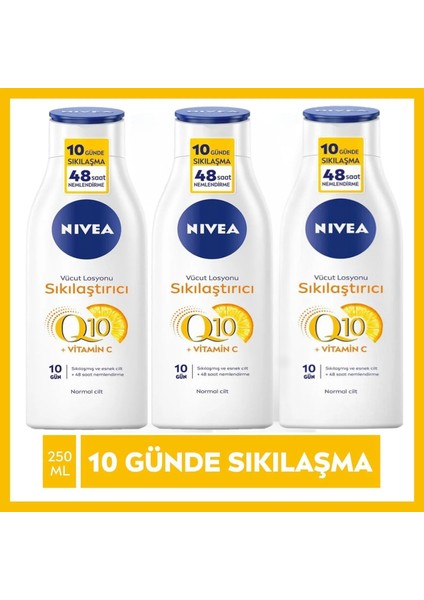 3 Adet Nivea Q10 Sıkılaştırıcı Vücut Losyonu SÜPER EKO PAKET 3 x 250 ml