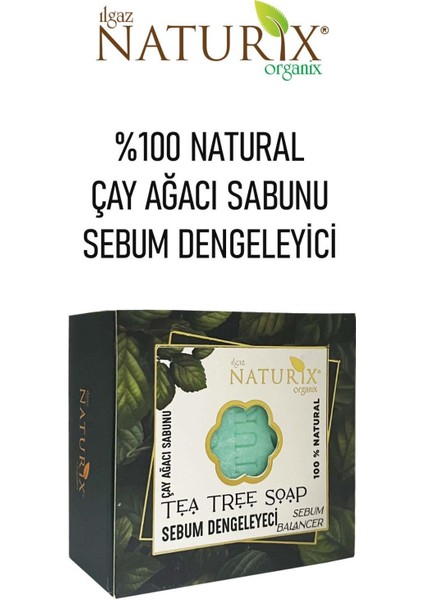 Natural Çay Ağacı Sabunu %100 Doğal Arındırıcı Peeling Etkili