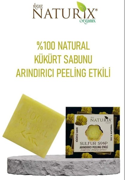 Natural Kükürtlü Sabun Arındırıcı Peeling Etkili Sebium Dengeleyici %100 Doğal Sulfur Soap