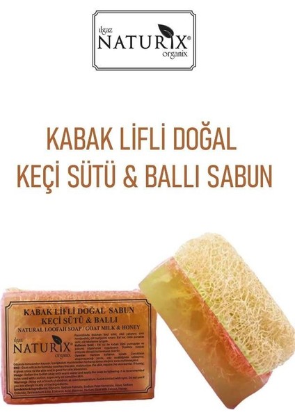 Doğal Kabak Lifli Keçi Sütü & Ballı Sabun Peeling Etkili Akne Kurutucu Natural Goat Milk Soap 130 gr