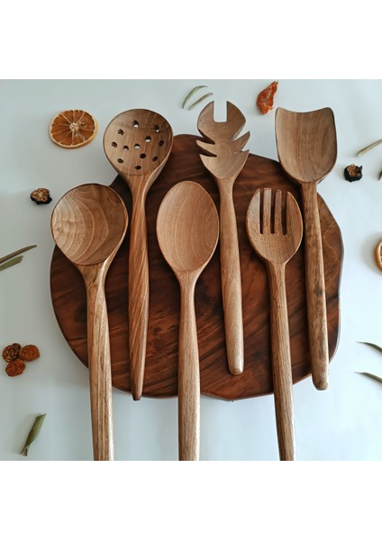 Ahşap Tahta Servis, Sunum Kaşığı ve Spatula Seti - El Yapımı - Ceviz Ağacı modelleri