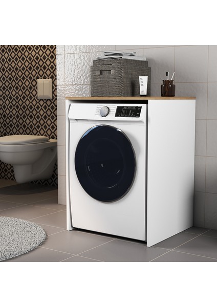 Mobilya Çamaşır Makinesı ve Kurutma Makinesi Dolabı Beyaz