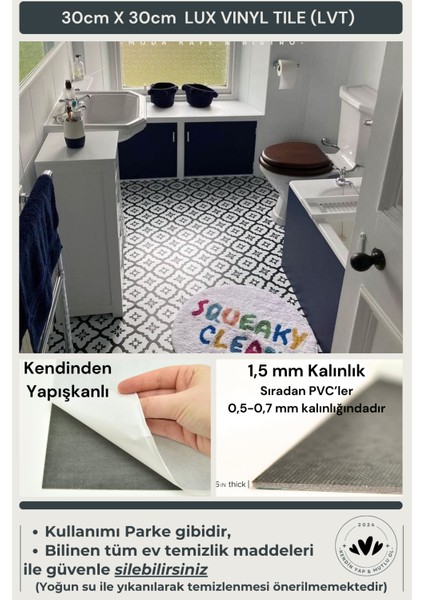 Kendinden Yapışkanlı Modern Tasarım Mutfak Banyo Zemin Duvar Kaplama 30CM×30CM(4'LÜ Paket)