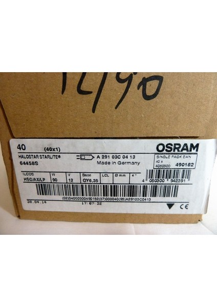 Osram 12V 90W Gy6,35 64458 S Iğne Bacak, Kapsül Halojen Ampul. 2 ad.