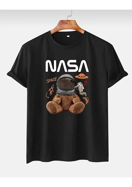 T-Shirt Siyah Nasa Baskılı