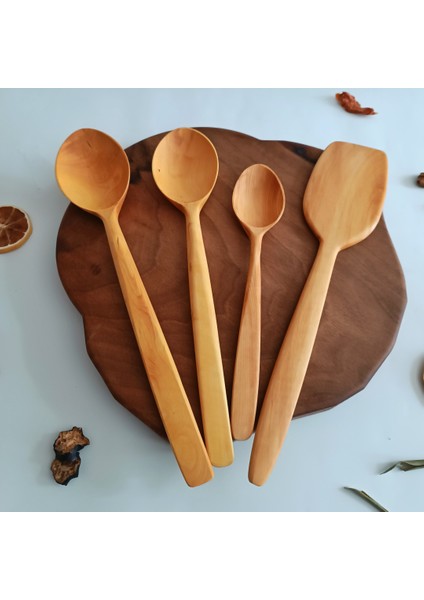 Ahşap Tahta Servis ve Sunum Kaşığı ve Spatula Seti - El Yapımı - Şimşir Ağacı fiyatları