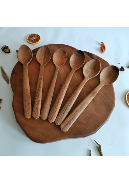 Ahşap Tahta Servis, Sunum, Yemek Kaşığı Seti - El Yapımı - Ceviz Ağacı - 21 cm fiyatları