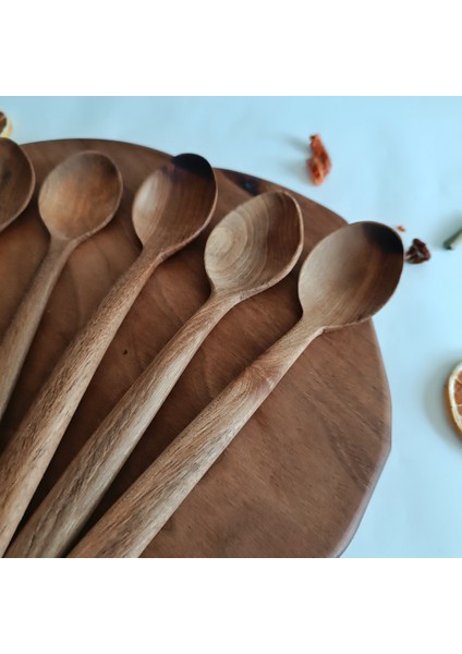 Ahşap Tahta Servis, Sunum, Yemek Kaşığı Seti - El Yapımı - Ceviz Ağacı - 21 cm fırsatları