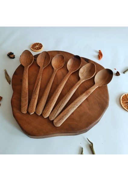 Ahşap Tahta Servis, Sunum, Yemek Kaşığı Seti - El Yapımı - Ceviz Ağacı - 21 cm indirimleri